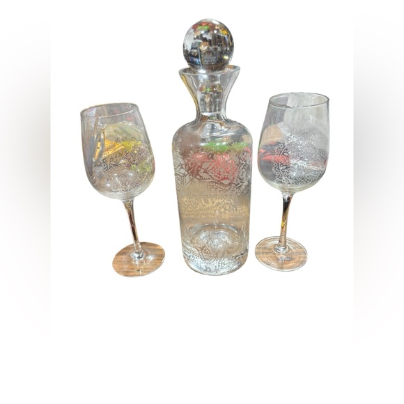 Other - Clear wine glasses and decanter set vintage